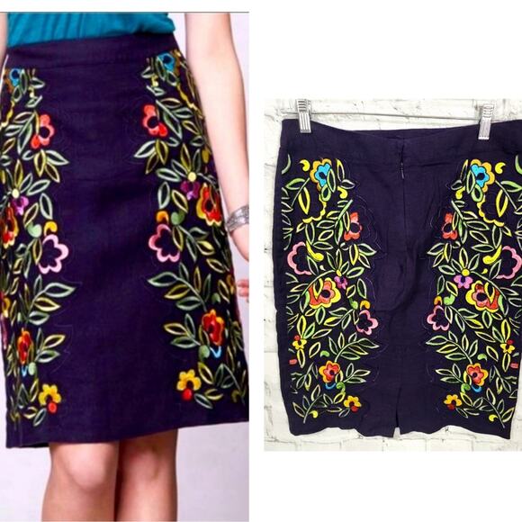 Anthropologie moulinette Soeurs embroidered skirt Sz 6 purple lined boho ACL - Picture 1 of 4
